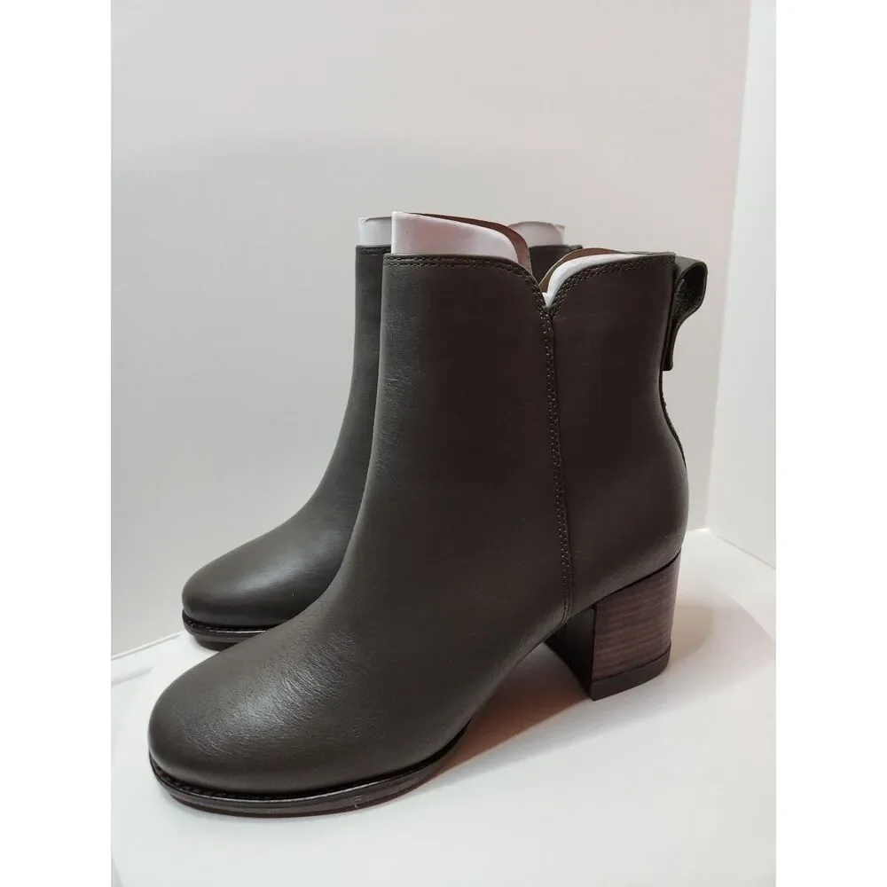 Sperry Seaport Heel Bootie Women’s 10 Olive Leather Ankle Boots